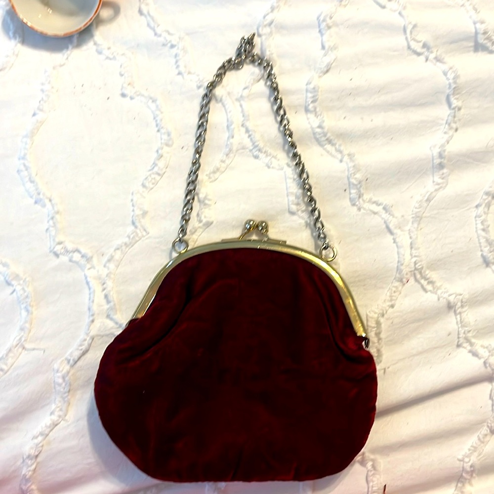 Small Maroon Velvet vintage purse.